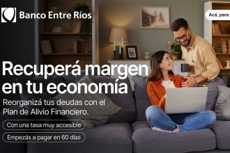Banco Entre Ríos ofrece hasta 60 cuotas y 2 meses de gracia para refinanciar deudas de empleados públicos, privados y jubilados