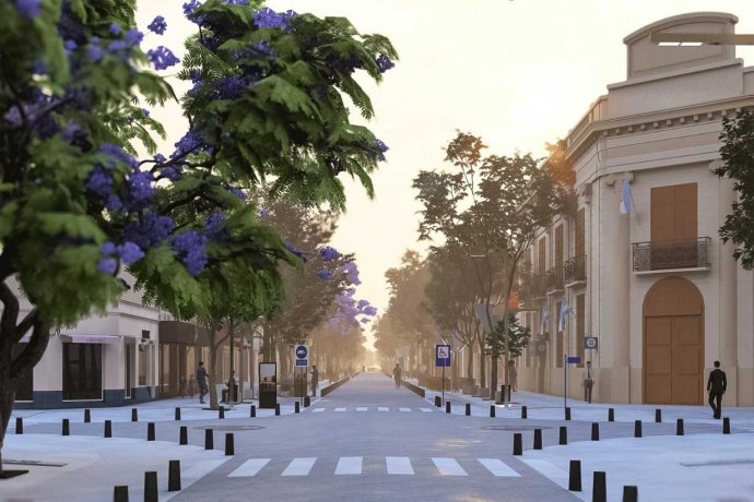 Colón renueva cinco cuadras de su arteria principal. Detalles del proyecto que incluye veredas más anchas y dársenas de estacionamiento