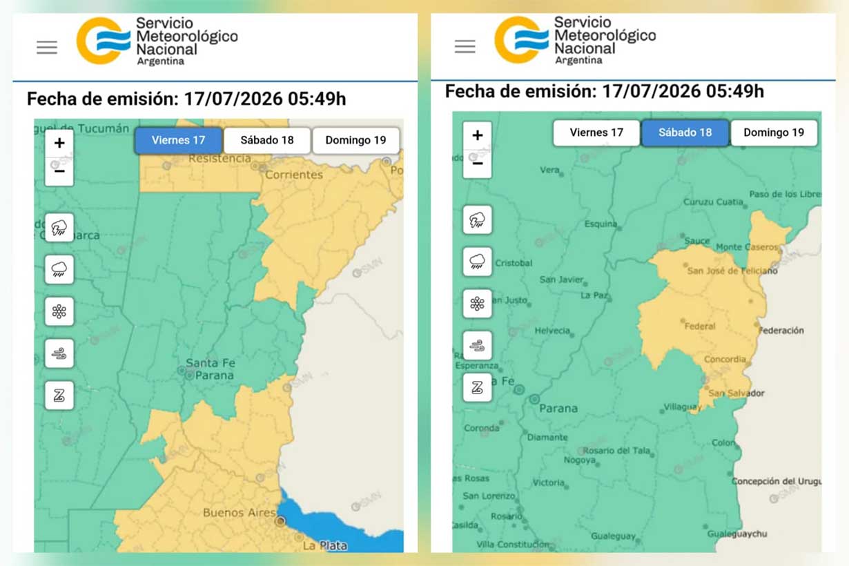 El Servicio Meteorológico emitió un alerta amarillo por tormentas para Entre Ríos durante este fin de semana - Noticias - Elentrerios.com