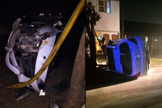 Chocó, huyó y terminó volcando en la intersección de las calles de los finalistas del Mundial