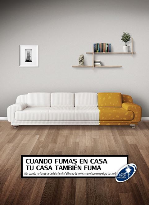 FOTO: ISRAEL CANCER ASSOCIATION: THIRD HAND SMOKING - CIGARETTE COUCH