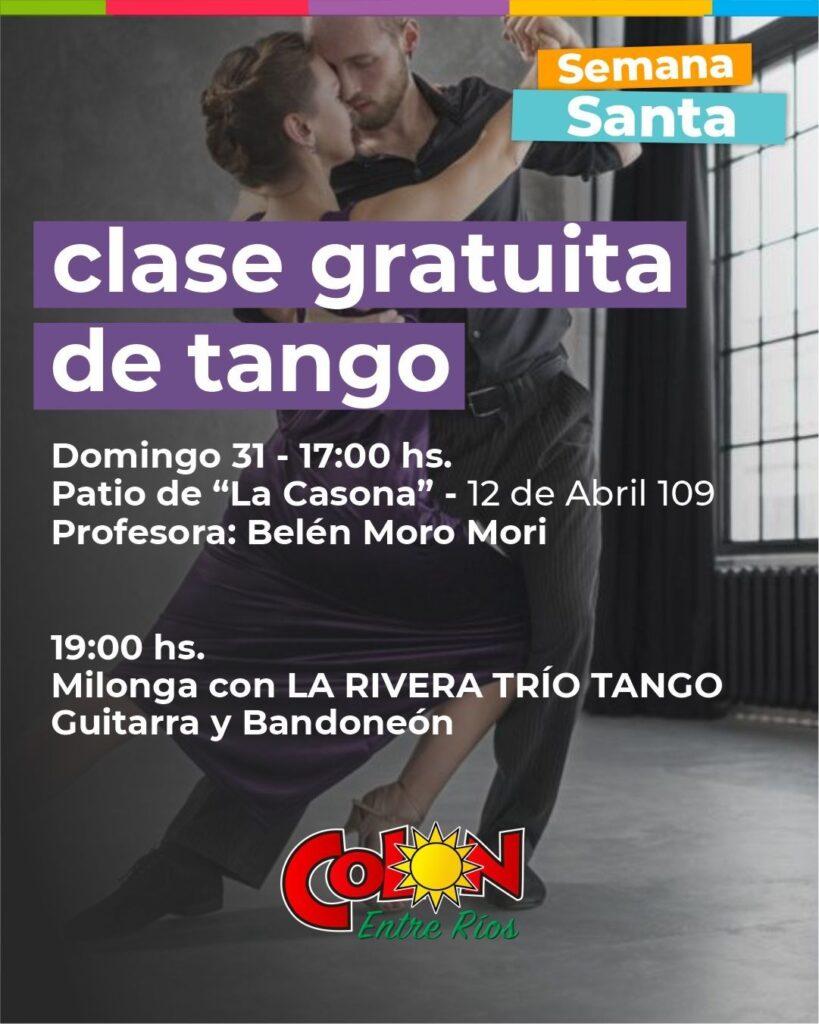 Semana Santa en Colón: se brindará una clase gratuita de tango y milonga