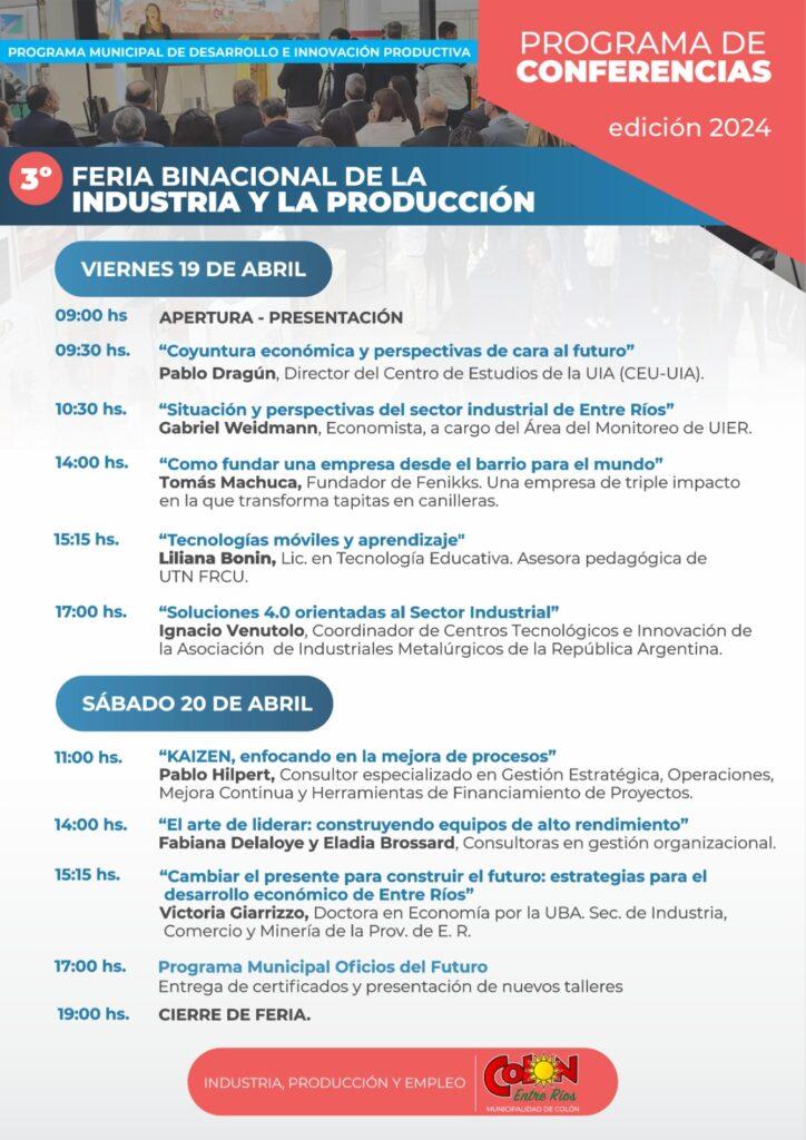 Se dictarán variadas conferencias en la Feria Binacional de la Industria y de la Producción de Colón
