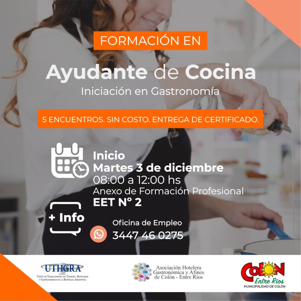 Capacitación gratuita en Gastronomía y Servicios Gastronómicos en Colón