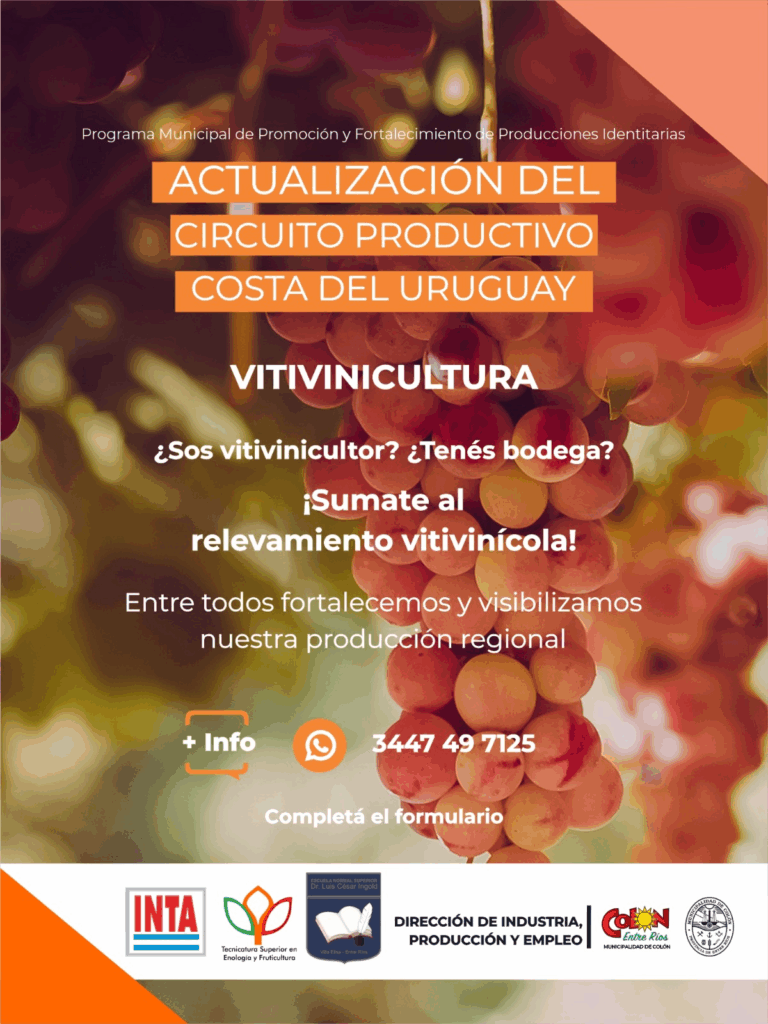 Colón actualiza el circuito vitivinícola de la Costa del Uruguay: convocatoria a bodegas y viñedos