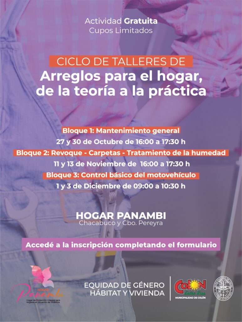 El municipio lanza el ciclo “Arreglos para el hogar, de la teoría a la práctica” con talleres gratuitos y cupos limitados