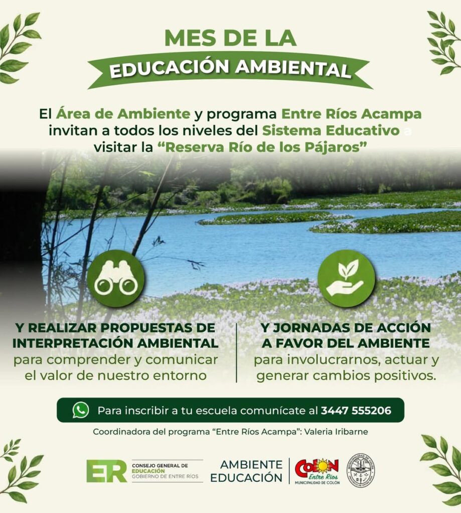 Colón invita a las instituciones educativas a participar del Mes de la Educación Ambiental en la Reserva Río de los Pájaros