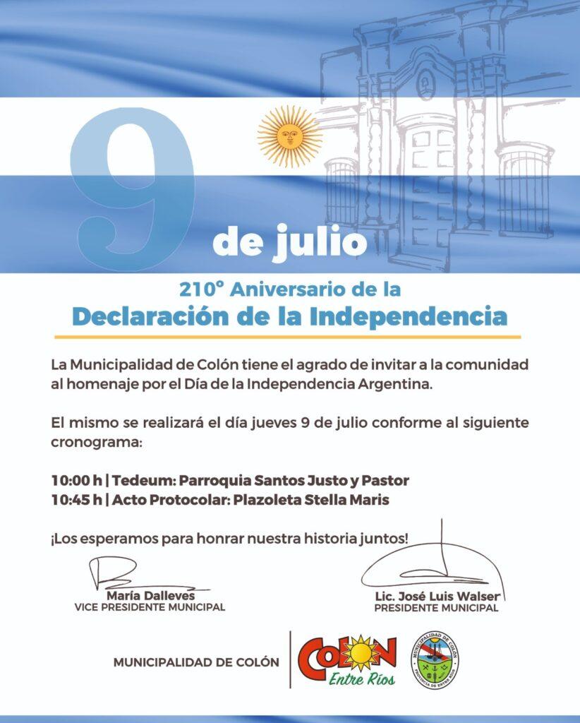 Colón conmemorará el 210.º aniversario de la Declaración de la Independencia